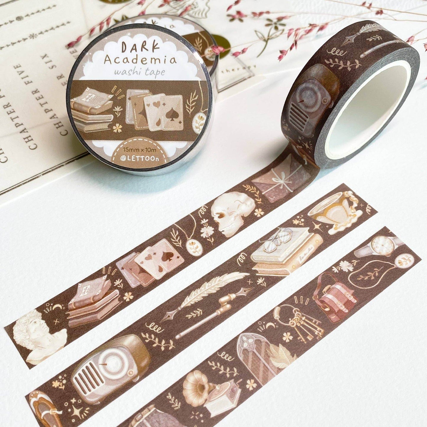 LETTOOn - Washi Tape - Dark & Light Academia - The Dreamer's Bookshop.