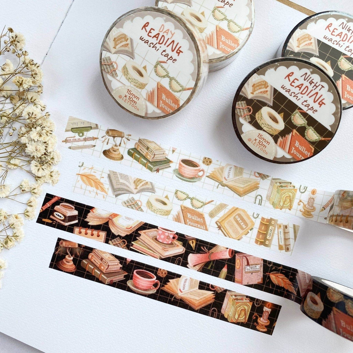 LETTOOn - Washi Tape - Lezen overdag en's avonds - The Dreamer's Bookshop.