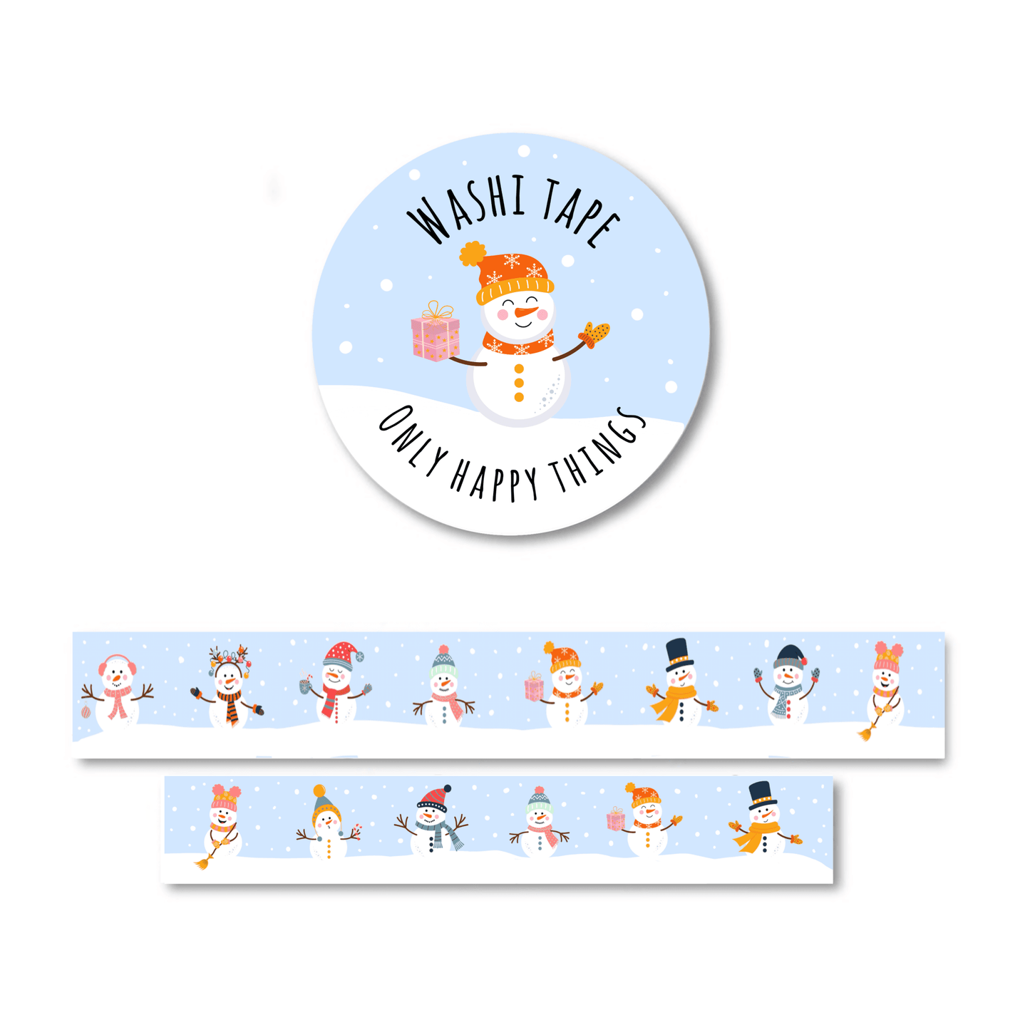 Only Happy Things Stationery - Washi-tape Sweet Snowmen - The Dreamer's Bookshop.
