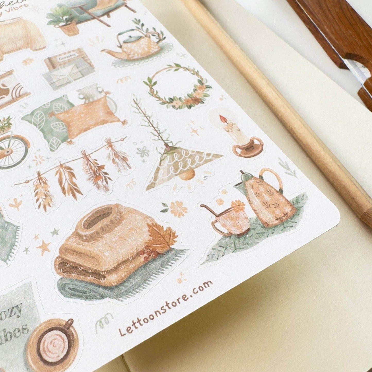 LETTOOn - Stickervel - Aesthetic Cosy Vibes - The Dreamer's Bookshop.
