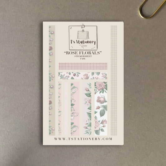 T's Stationery - Stickerveltape „Rose Floral” - The Dreamer's Bookshop.