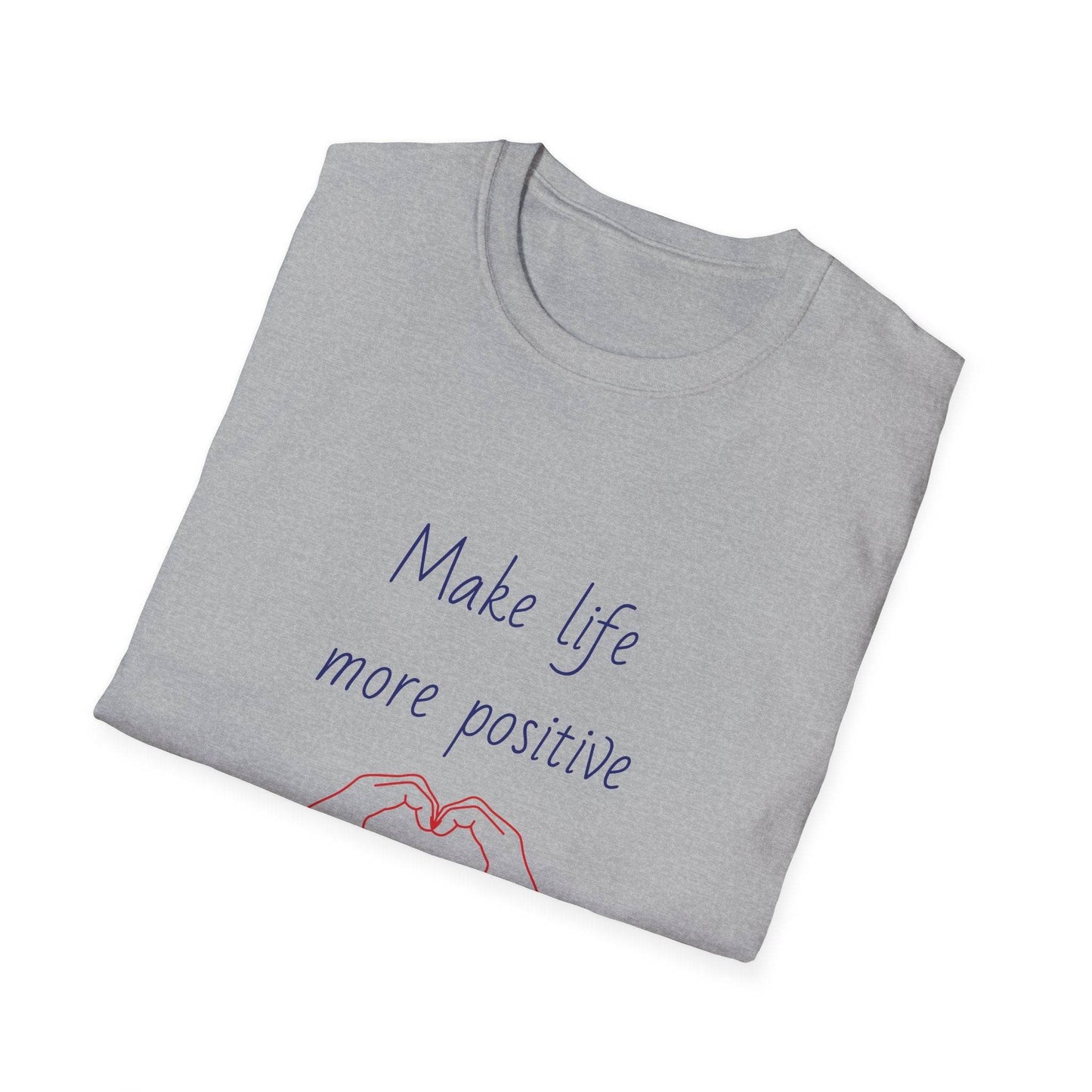 Positive Vibe Unisex Softstyle T-Shirt - 'Make Life More Positive' - The Dreamer's Bookshop.