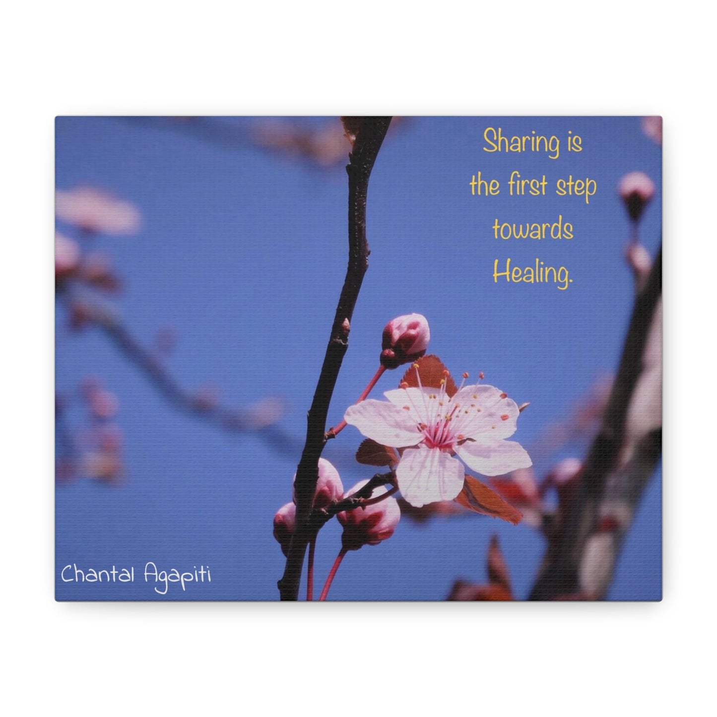 Inspirational Flower Canvas Print - "Sharing is the First Step Towards Healing" - The Dreamer's Bookshop.