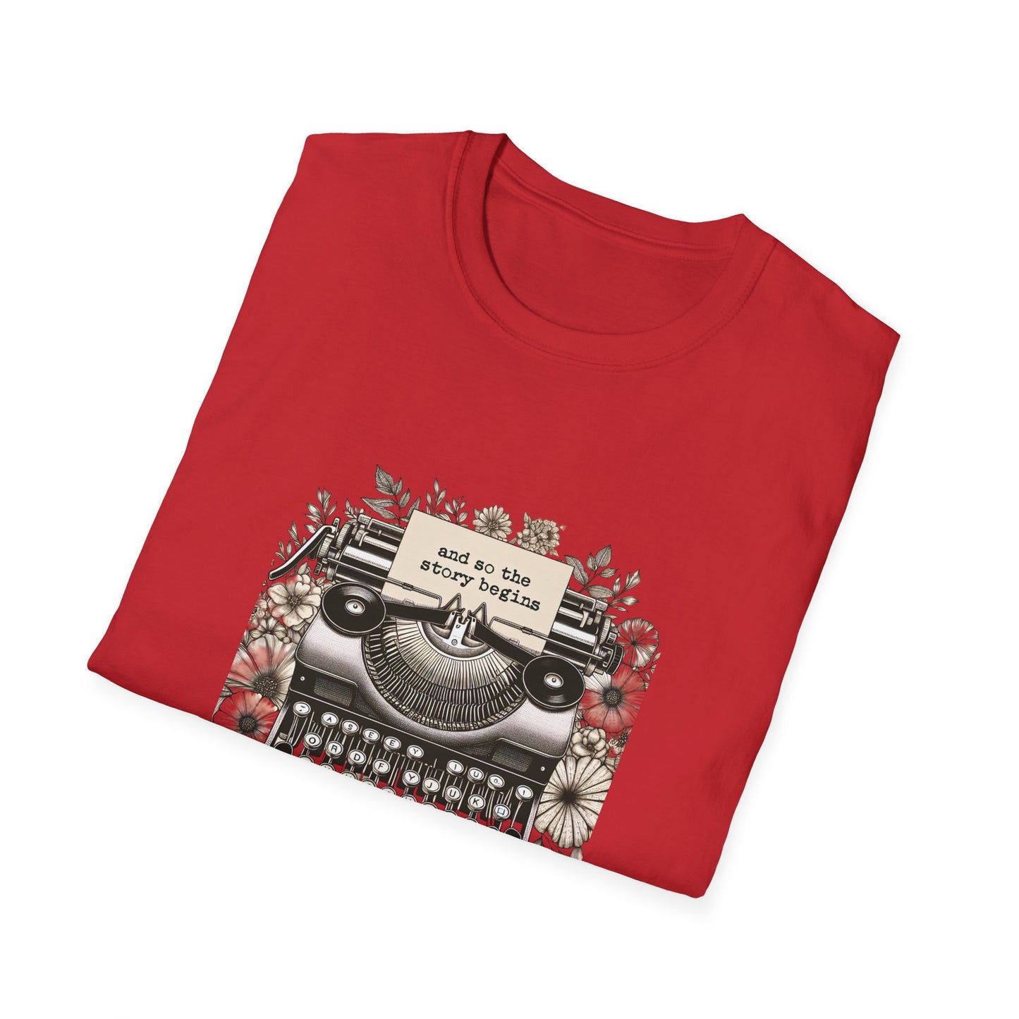 Unisex T-Shirt - Vintage Writing "Story Begins" for Book Lovers - The Dreamer's Bookshop.