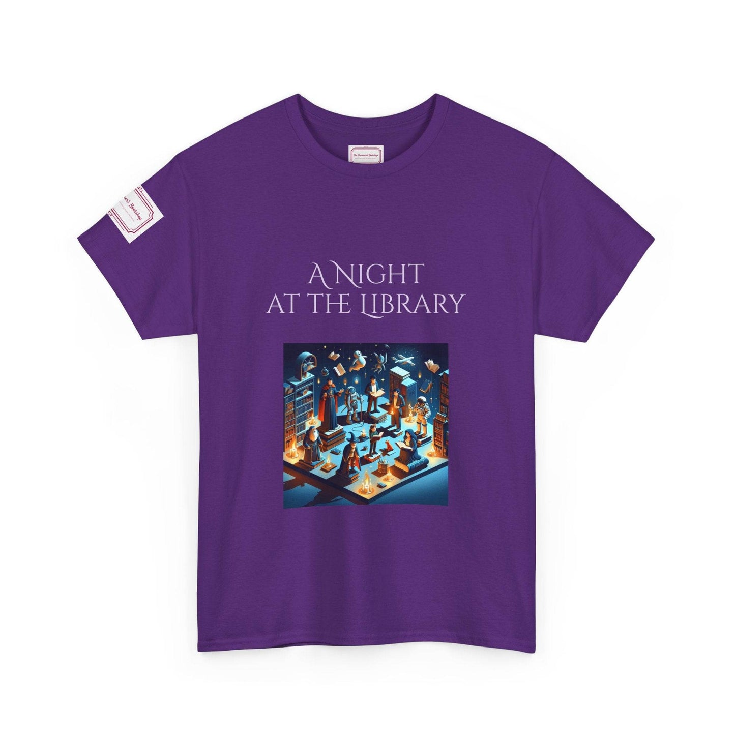 Night at the Library - Unisex Heavy Cotton Tee - Perfect for Book Lovers - The Dreamer's Bookshop.