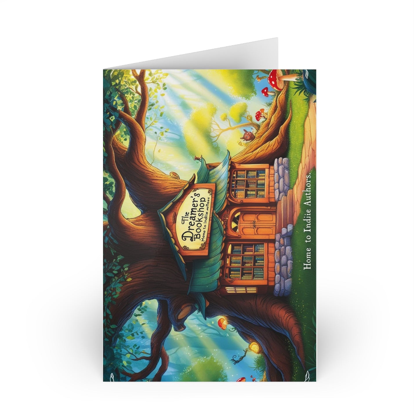 The Dreamer's Bookshop "Tree and Books" Art Print Card - The Dreamer's Bookshop.