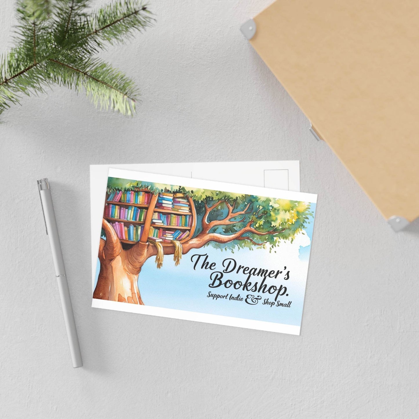 The Dreamer's Bookshop - Tree and Books Card - The Dreamer's Bookshop.