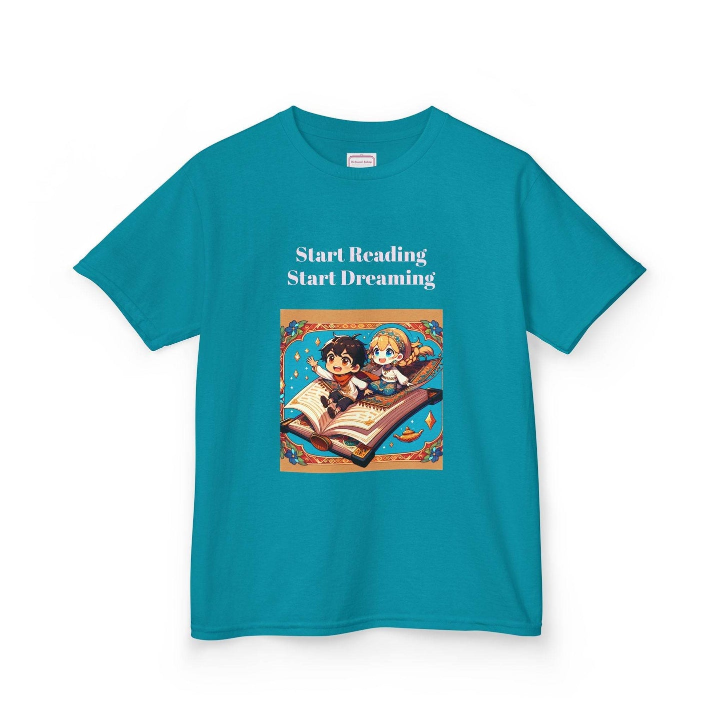 US (Ww) Kids Heavy Cotton™ Tee - Start Reading Start Dreaming Shirt - The Dreamer's Bookshop.