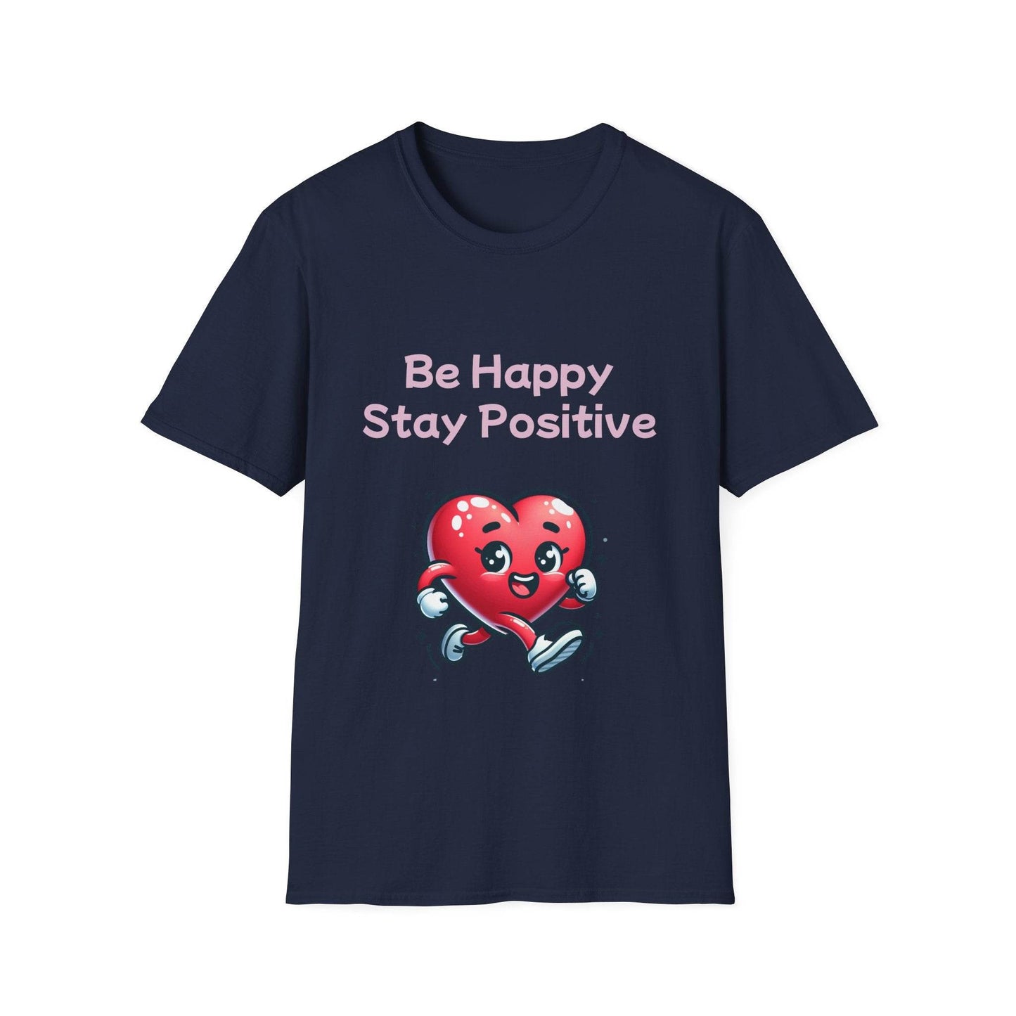 Be Happy Stay Positive Unisex Softstyle T-Shirt - Cheerful Graphic Tee for Everyday Wear - The Dreamer's Bookshop.