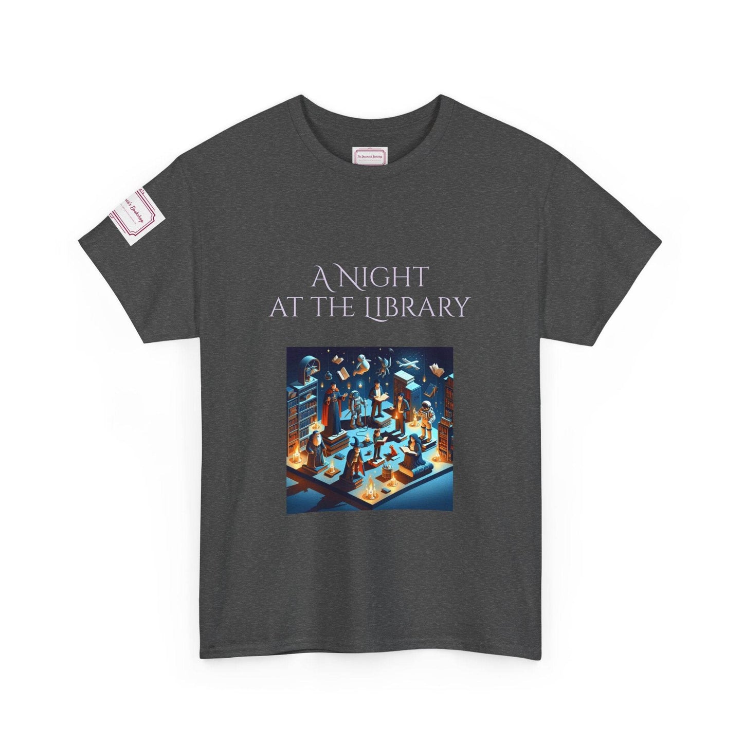 Night at the Library - Unisex Heavy Cotton Tee - Perfect for Book Lovers - The Dreamer's Bookshop.