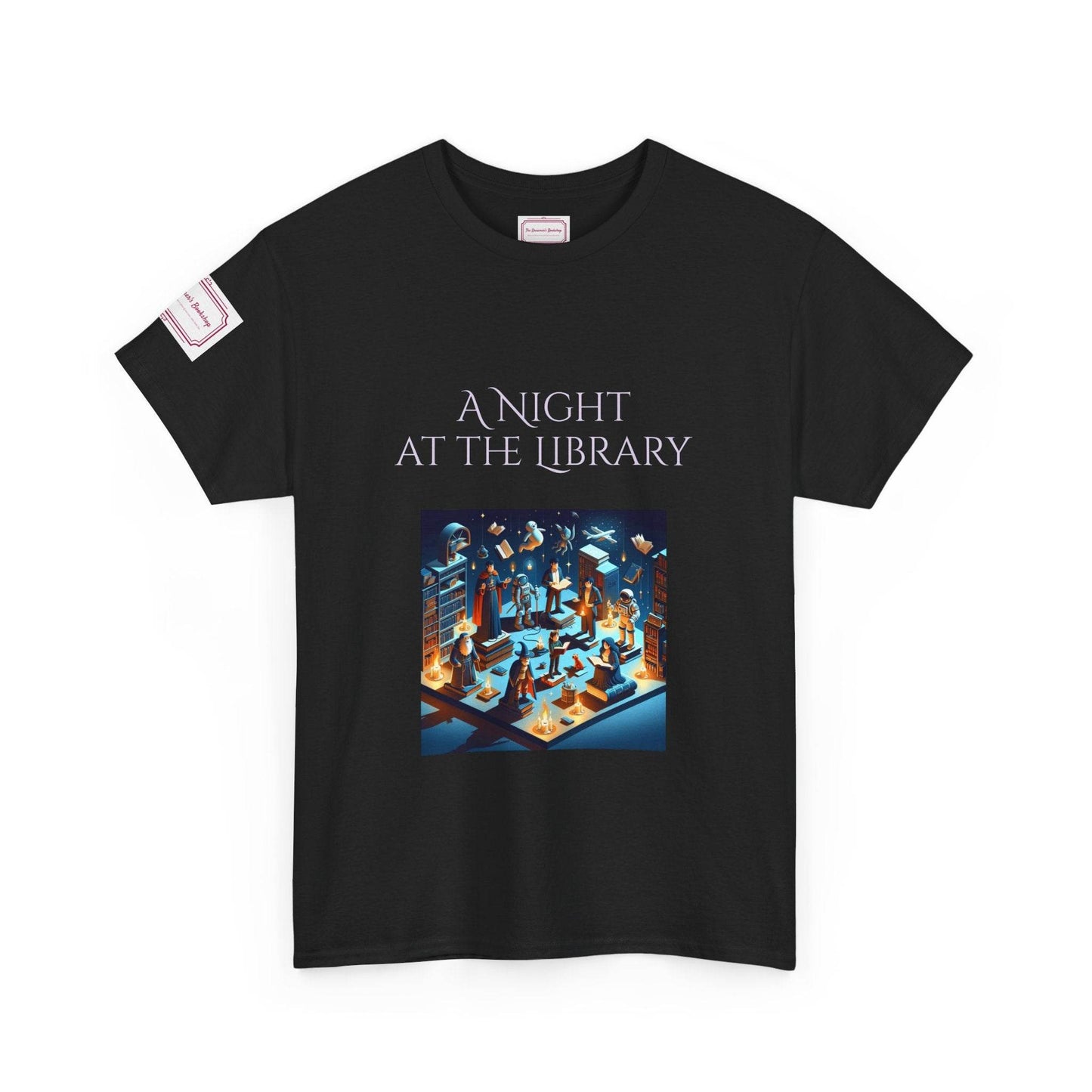 Night at the Library - Unisex Heavy Cotton Tee - Perfect for Book Lovers - The Dreamer's Bookshop.