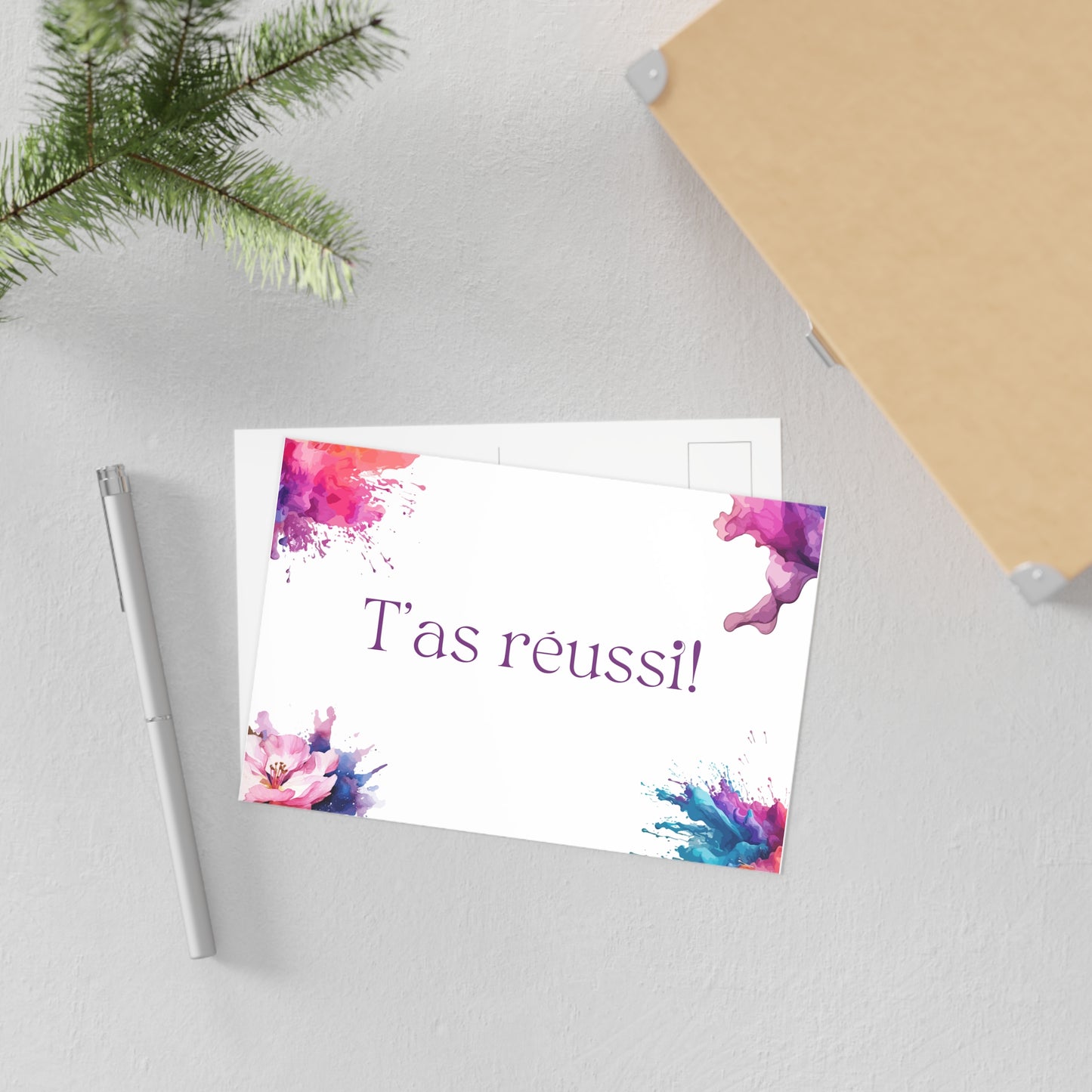 Watercolor Art Exclamation Card "T'as réussi" Joyful Print - The Dreamer's Bookshop.
