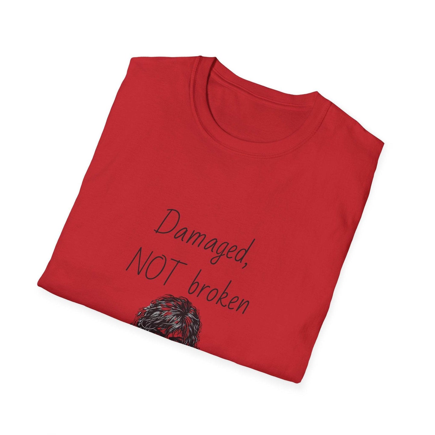 Fierce Survivor Unisex Softstyle T-Shirt - 'Damaged, NOT broken' - The Dreamer's Bookshop.
