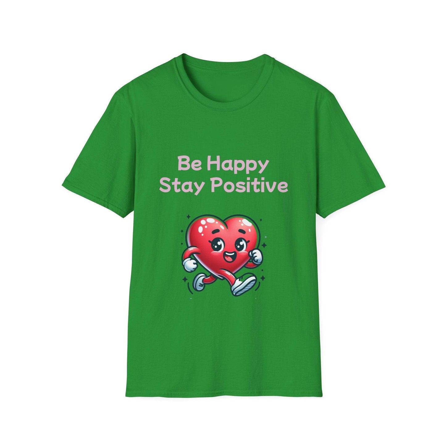 Be Happy Stay Positive Unisex Softstyle T-Shirt - Cheerful Graphic Tee for Everyday Wear - The Dreamer's Bookshop.