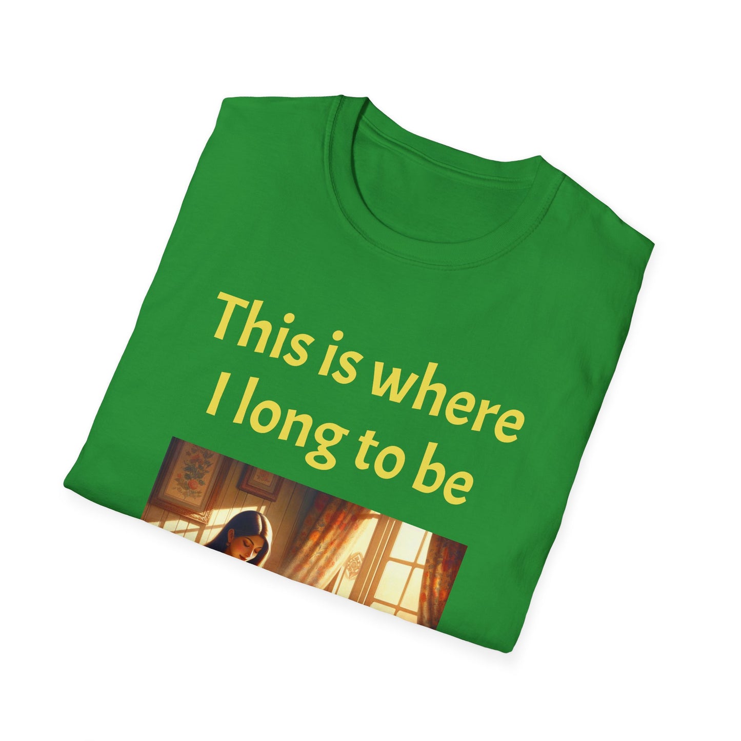 Cozy Reading Nook T-Shirt - "This is where I long to be" Unisex Softstyle Shirt - The Dreamer's Bookshop.