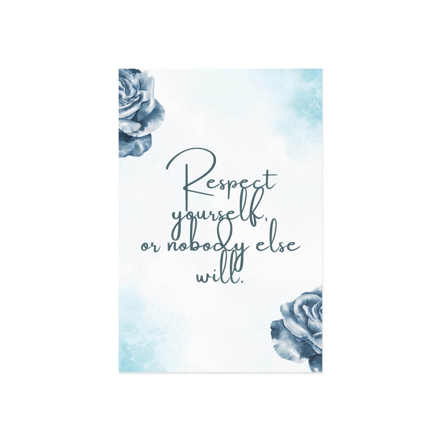 The Dreamer's Bookshop Blue Flower "Respect Yourself" Art Print Card - The Dreamer's Bookshop.