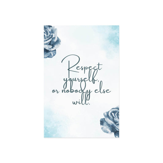 The Dreamer's Bookshop Blue Flower "Respect Yourself" Art Print Card - The Dreamer's Bookshop.