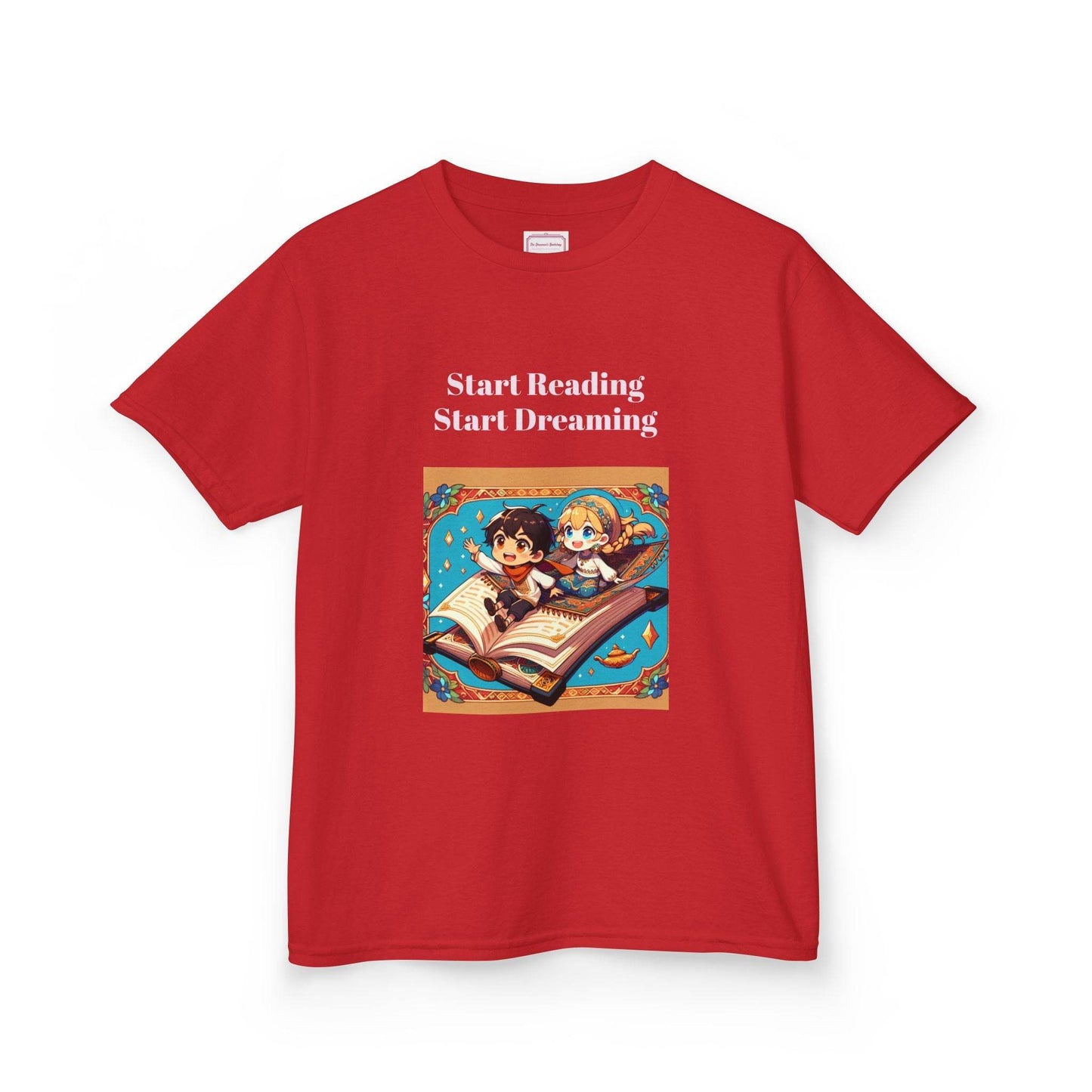 US (Ww) Kids Heavy Cotton™ Tee - Start Reading Start Dreaming Shirt - The Dreamer's Bookshop.