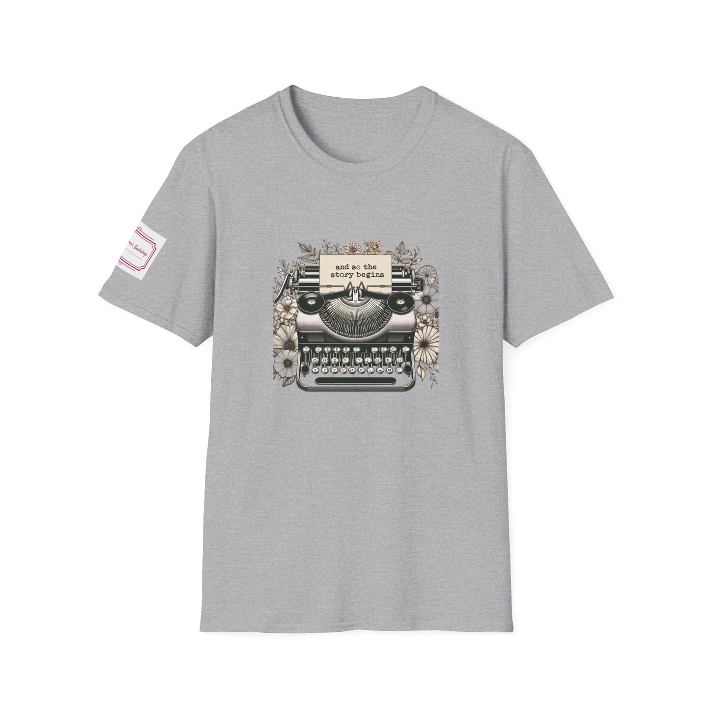 Unisex T-Shirt - Vintage Writing "Story Begins" for Book Lovers - The Dreamer's Bookshop.