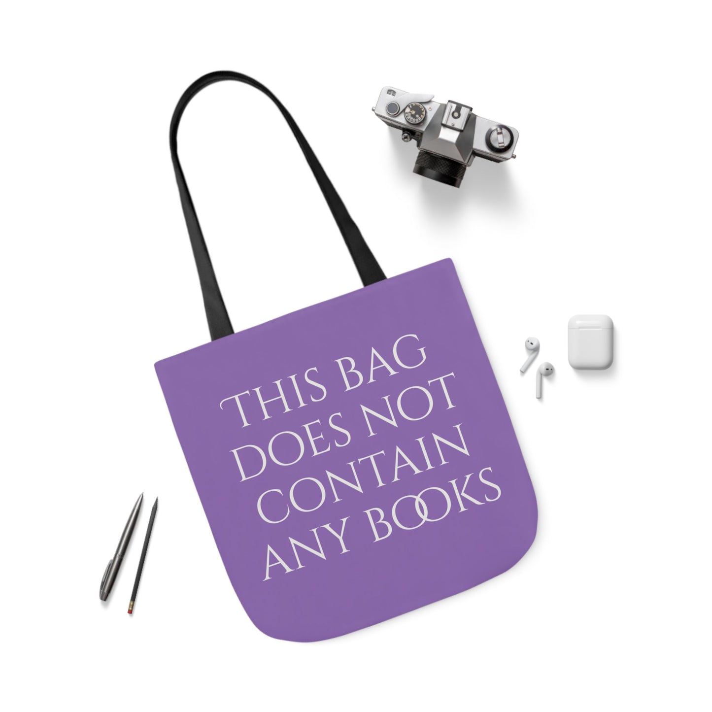 Funny Canvas Tote Bag - "This Bag Does Not Contain Any Books" - 5-Color Straps - The Dreamer's Bookshop.
