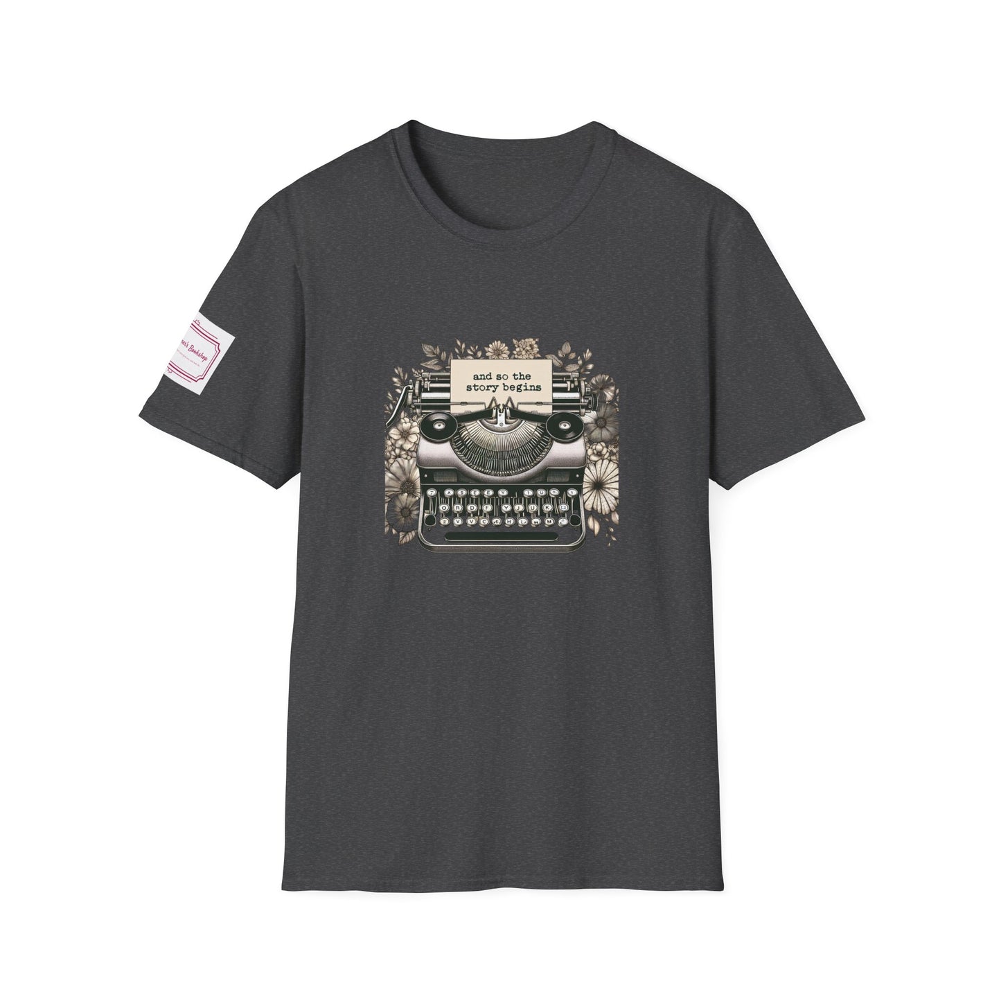 Unisex T-Shirt - Vintage Writing "Story Begins" for Book Lovers - The Dreamer's Bookshop.