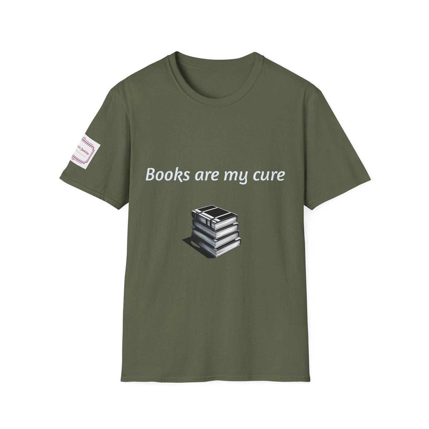 Inspirational Unisex Softstyle T-Shirt - Books are my cure - The Dreamer's Bookshop.