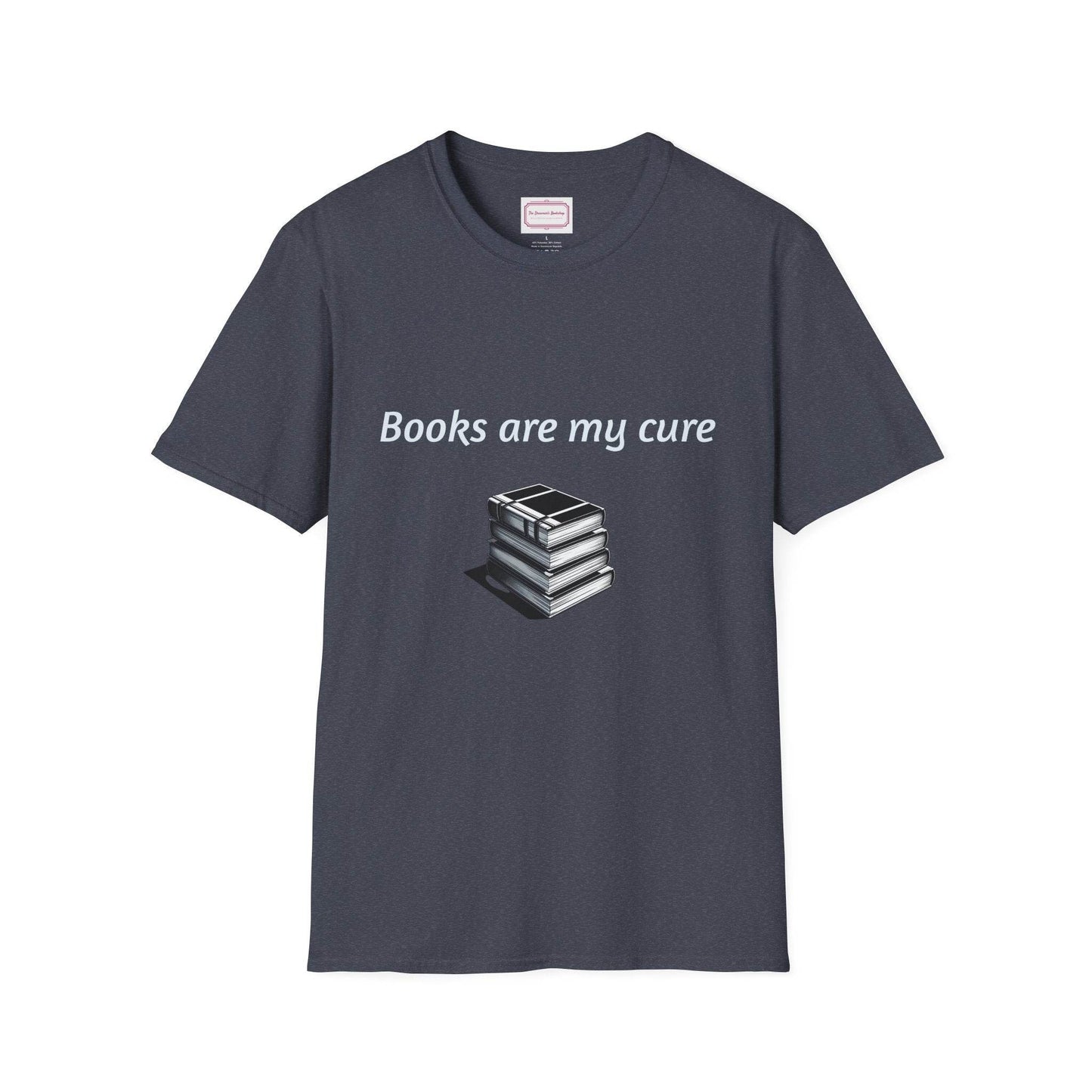 Inspirational Unisex Softstyle T-Shirt - Books are my cure - The Dreamer's Bookshop.
