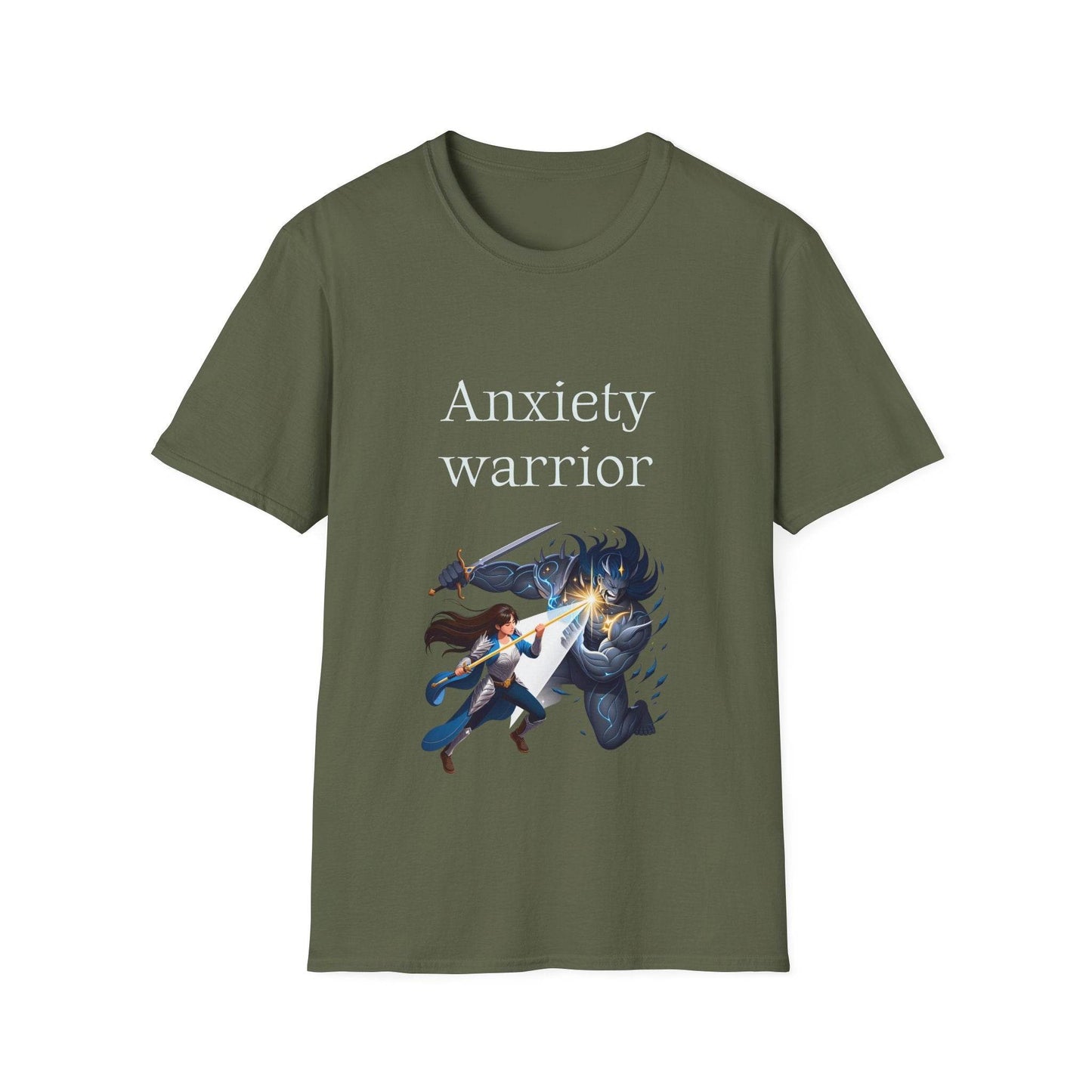 Anxiety Warrior Unisex Softstyle T-Shirt - Empower Your Battle - The Dreamer's Bookshop.