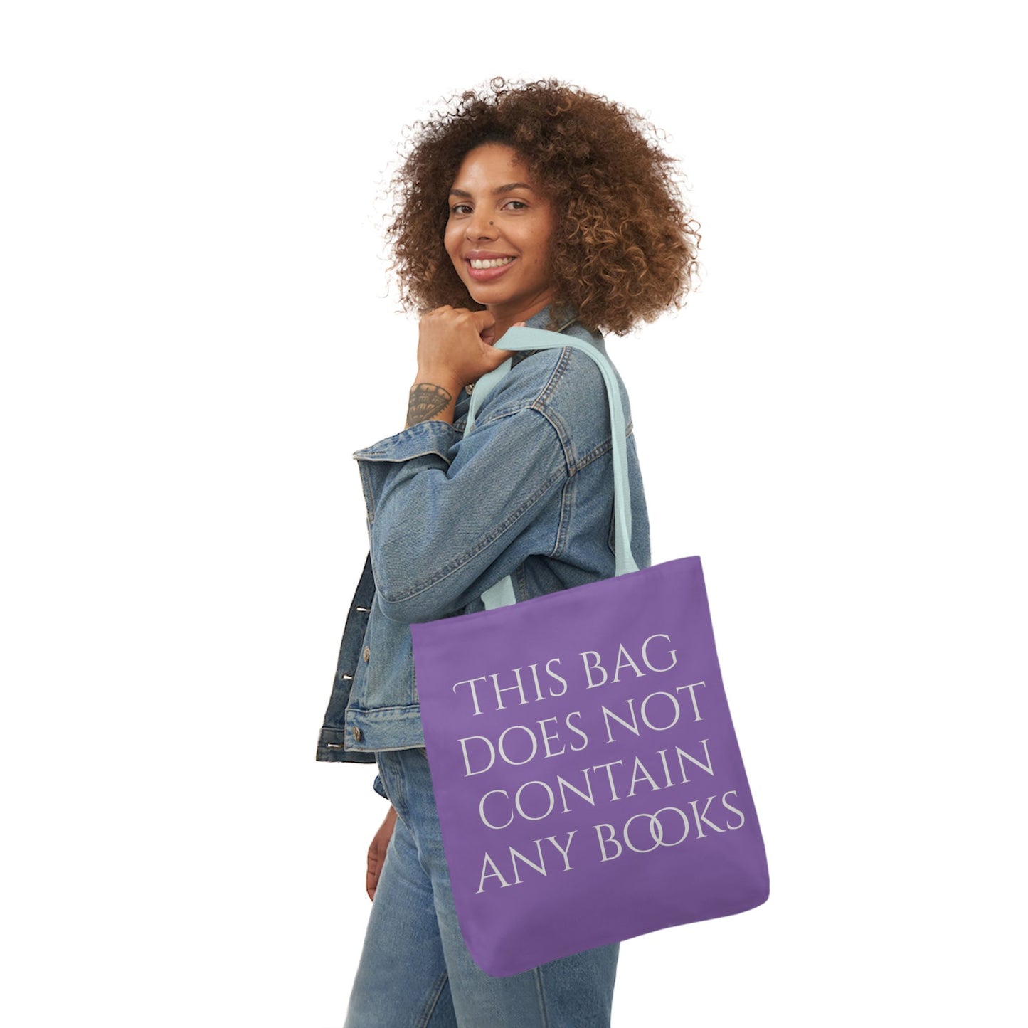 Funny Canvas Tote Bag - "This Bag Does Not Contain Any Books" - 5-Color Straps - The Dreamer's Bookshop.