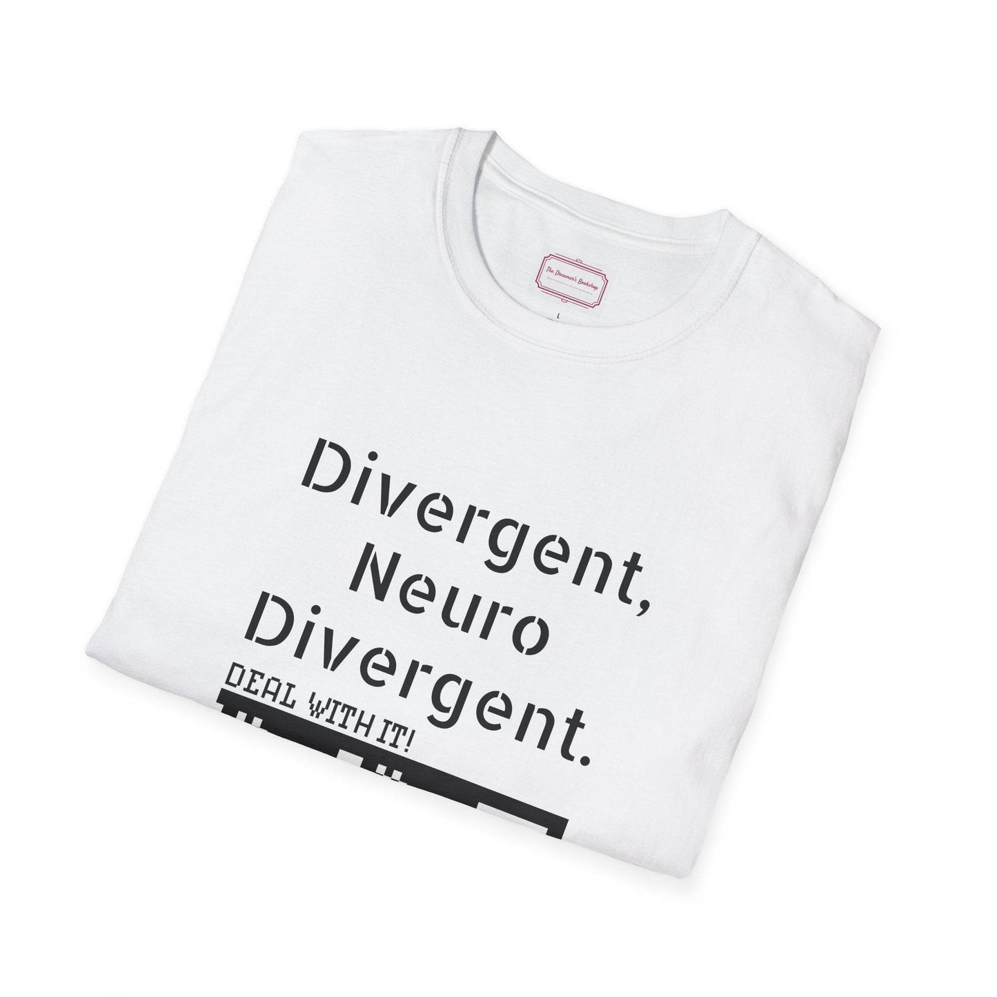 Divergent Neurodivergent T-Shirt - Unisex Softstyle Tee for Acceptance and Awareness - The Dreamer's Bookshop.