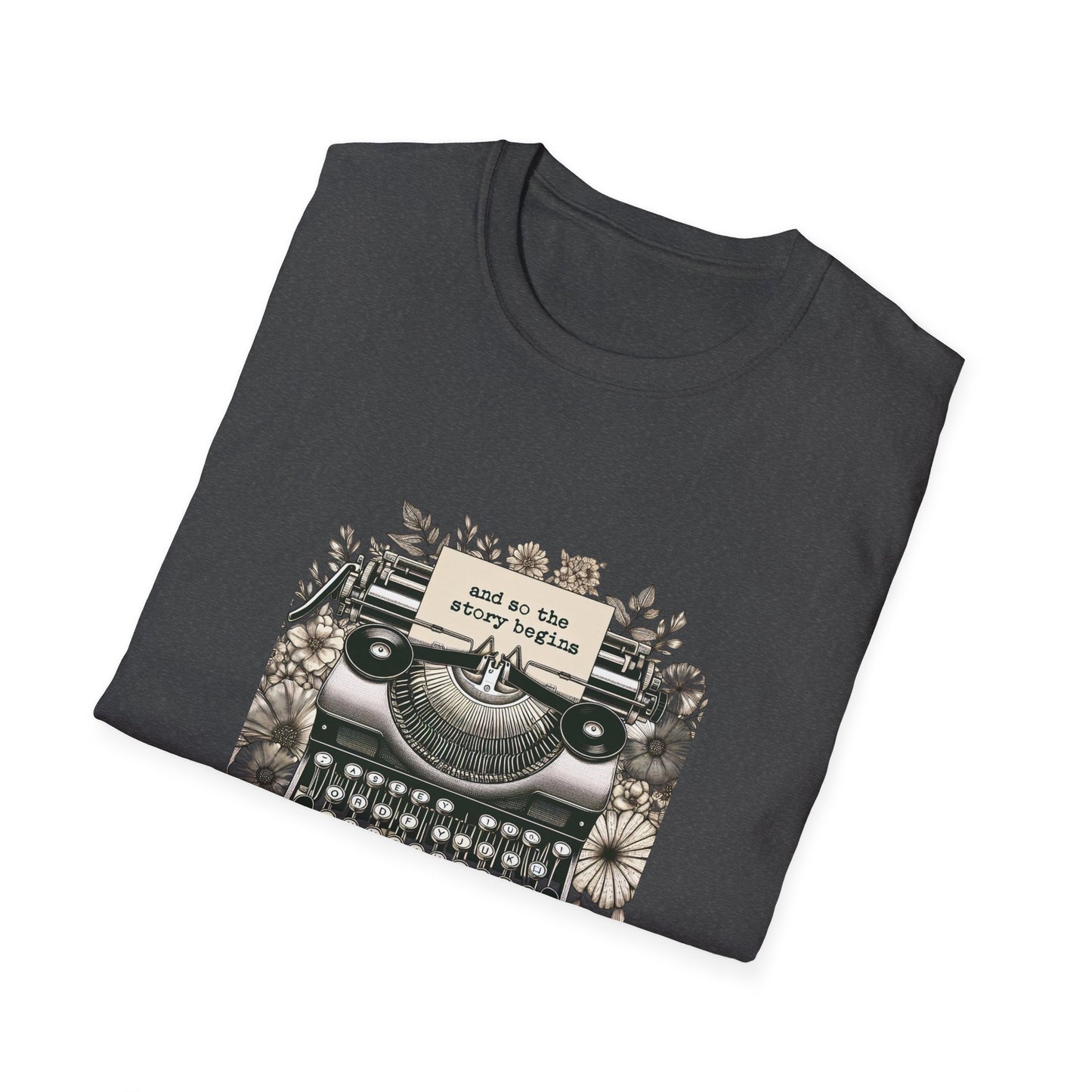 Unisex T-Shirt - Vintage Writing "Story Begins" for Book Lovers - The Dreamer's Bookshop.