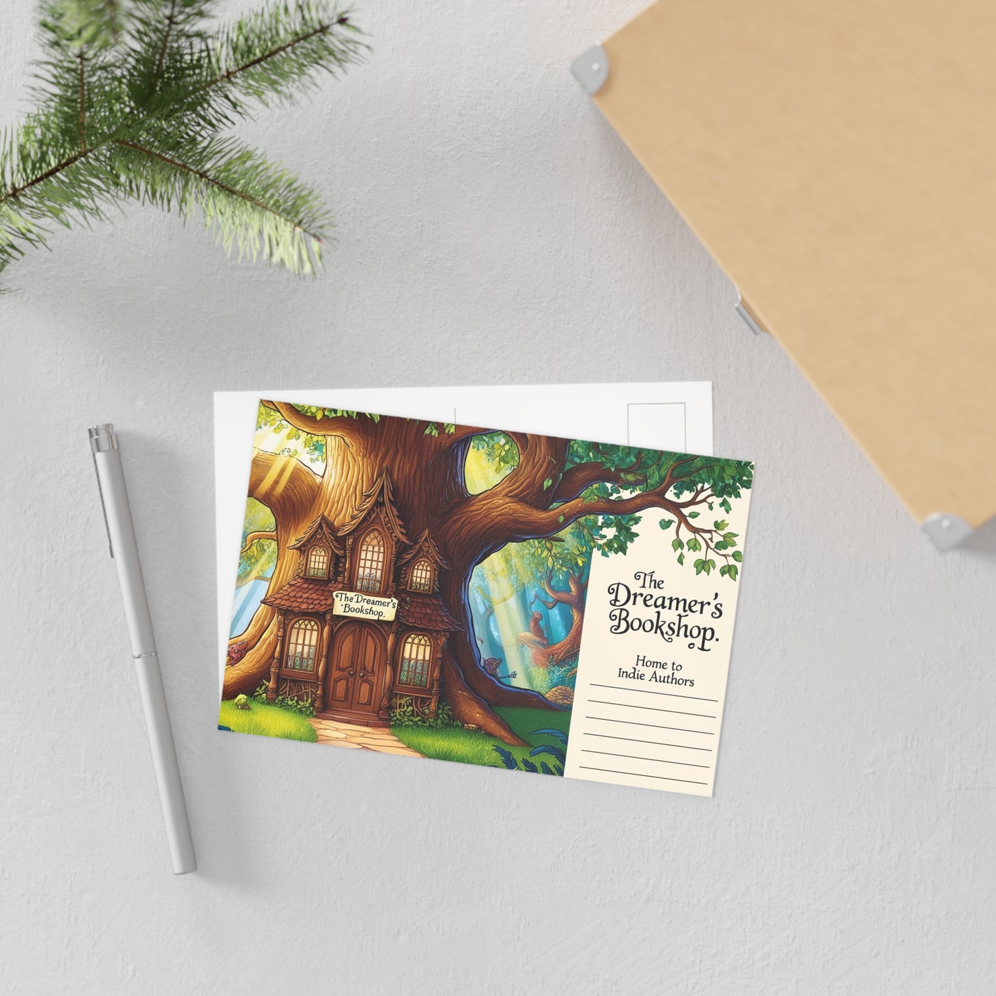 The Dreamer's Bookshop "Tree and Books" Art Print Card - The Dreamer's Bookshop.