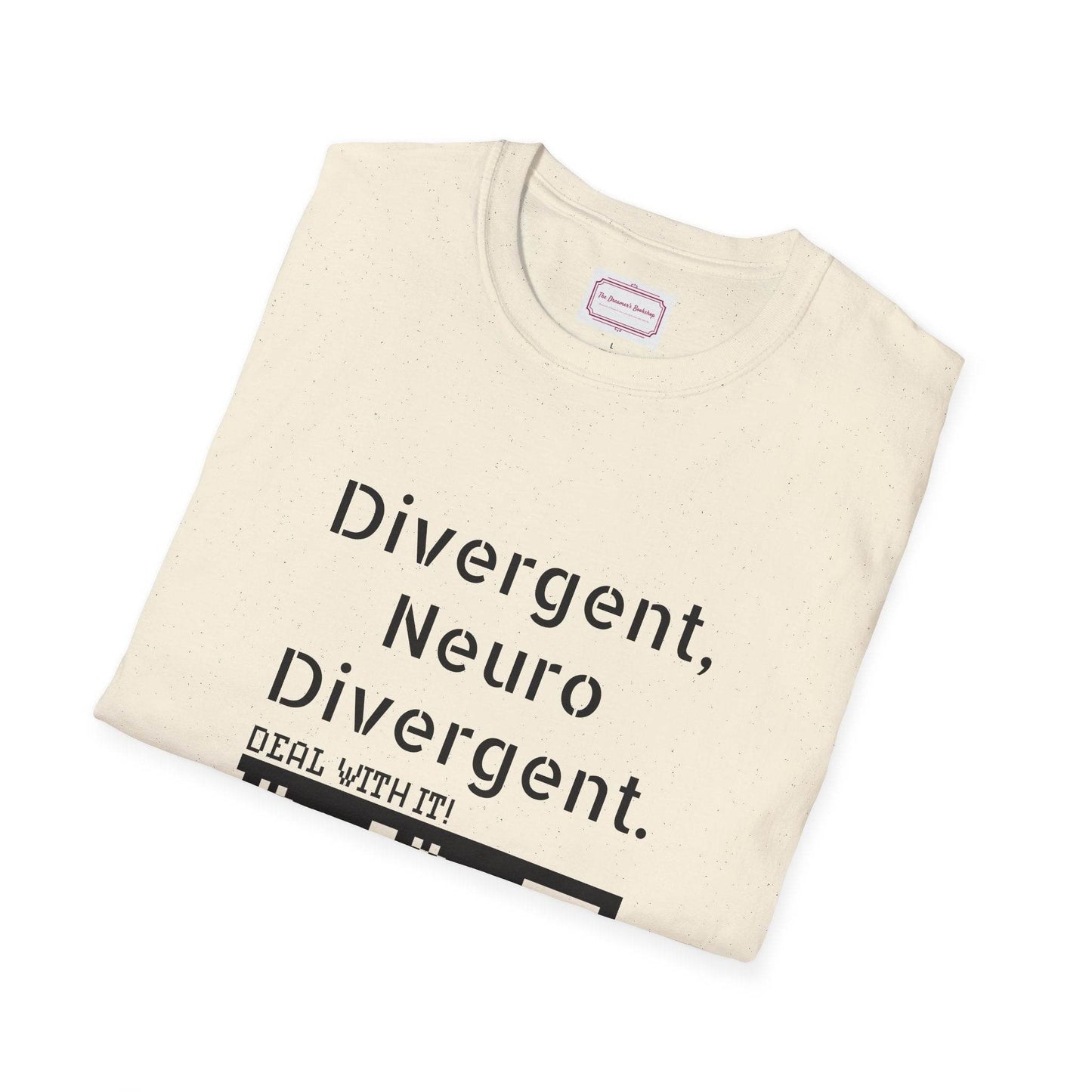 Divergent Neurodivergent T-Shirt - Unisex Softstyle Tee for Acceptance and Awareness - The Dreamer's Bookshop.