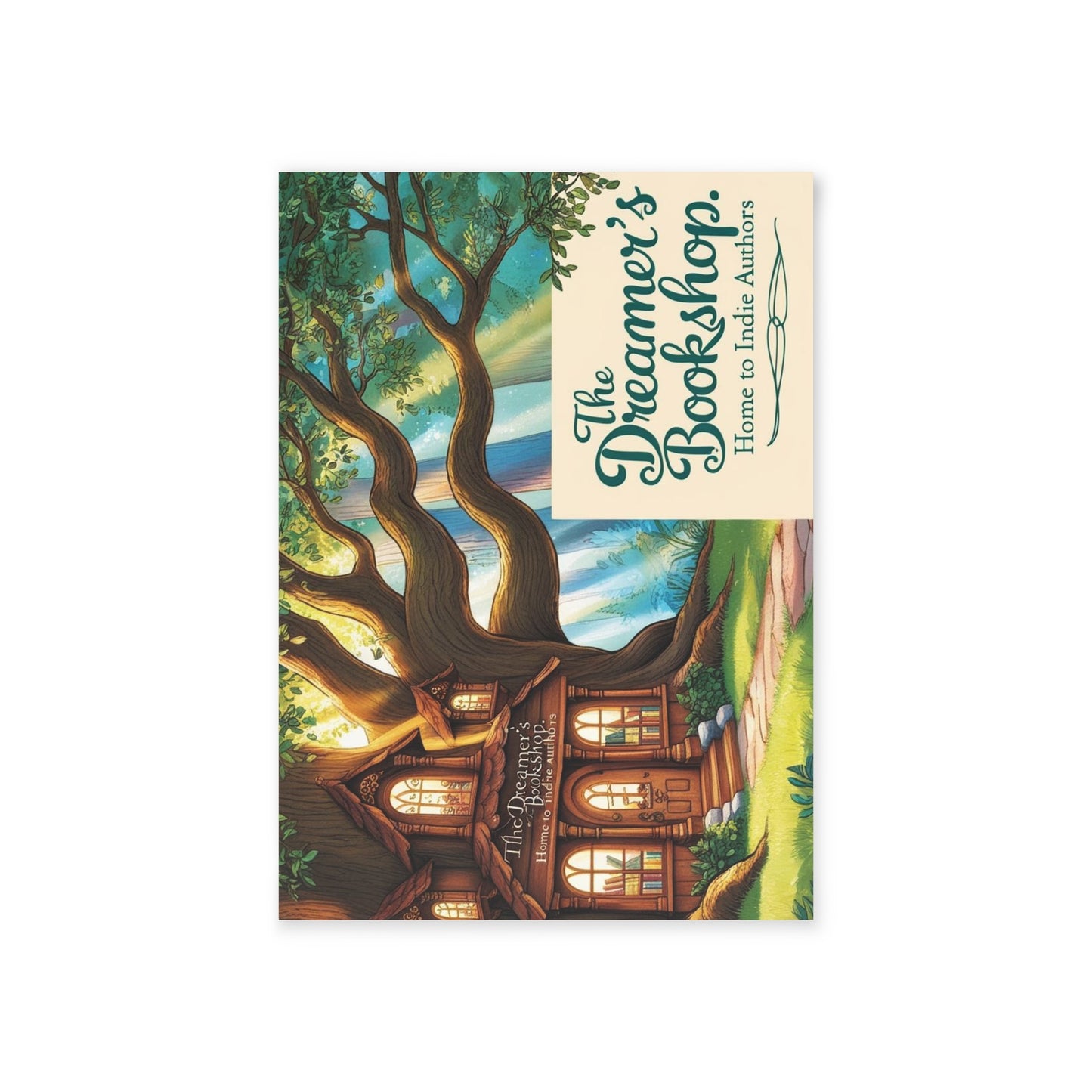 The Dreamer's Bookshop "Tree and Books" Art Print Card - The Dreamer's Bookshop.