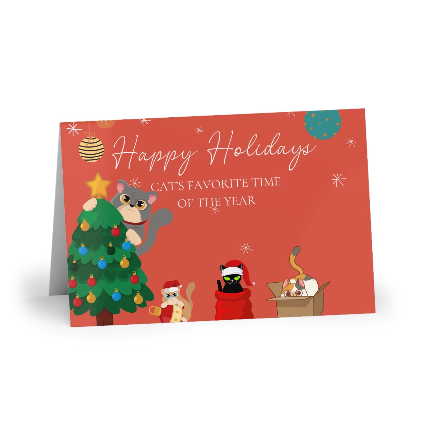 The Dreamer's Bookshop "Cat's Red XMas" Cute Christmas Cards