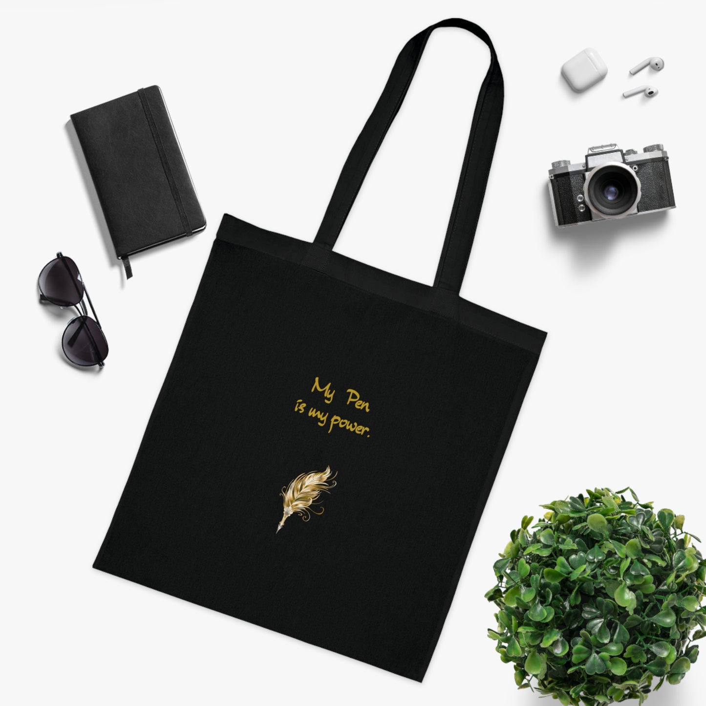 Inspirational Cotton Tote Bag - "My Pen is My Power" - The Dreamer's Bookshop.