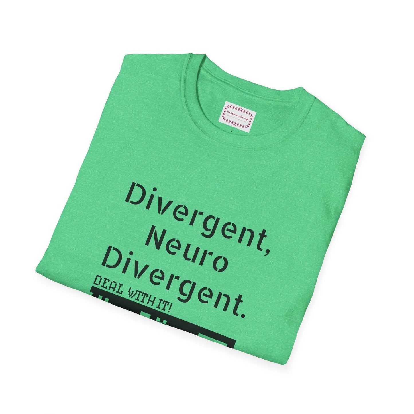 Divergent Neurodivergent T-Shirt - Unisex Softstyle Tee for Acceptance and Awareness - The Dreamer's Bookshop.