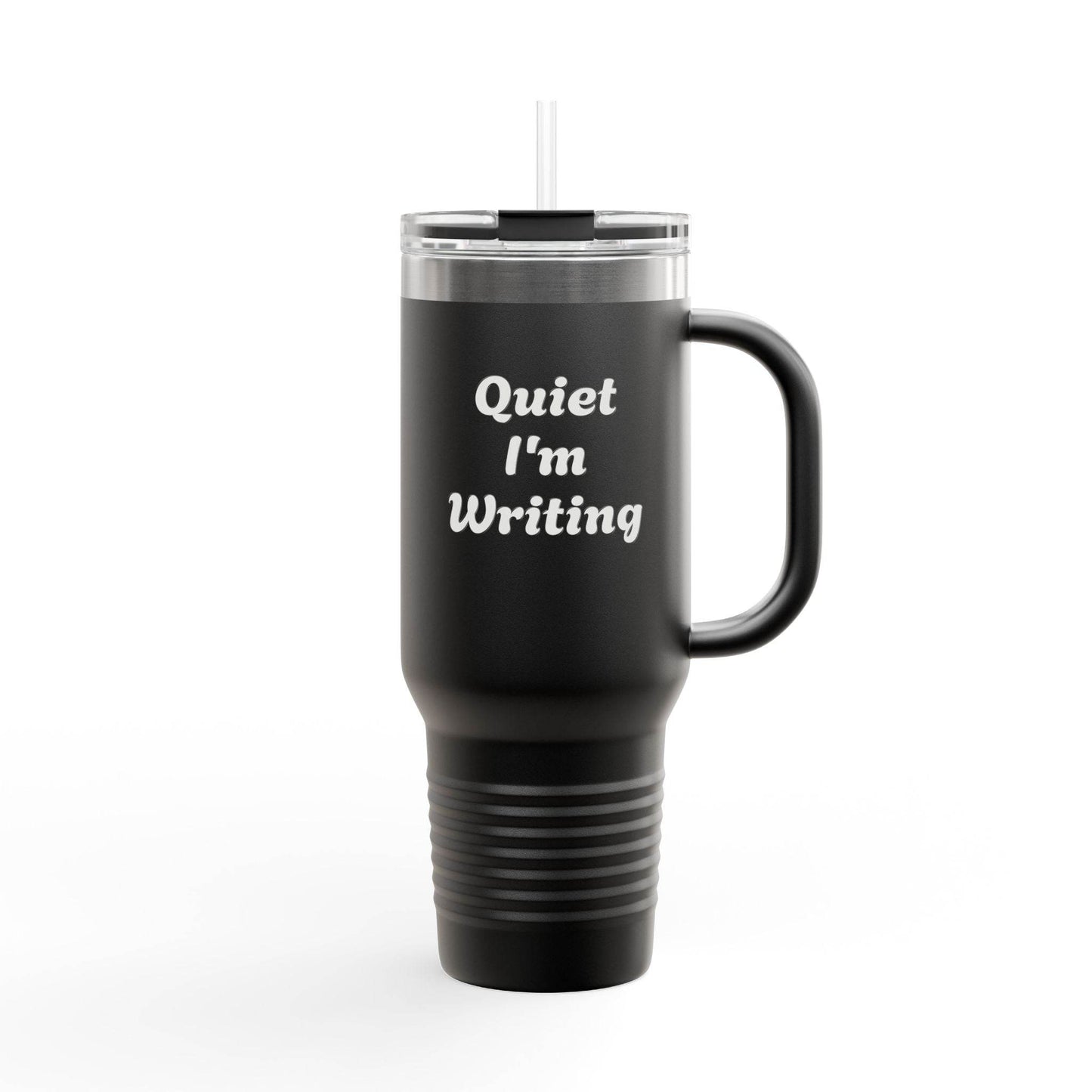 Quiet I'm Writing Insulated Travel Mug - 40oz Red Coffee Cup - The Dreamer's Bookshop.