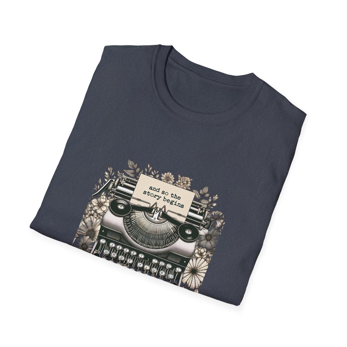 Unisex T-Shirt - Vintage Writing "Story Begins" for Book Lovers - The Dreamer's Bookshop.