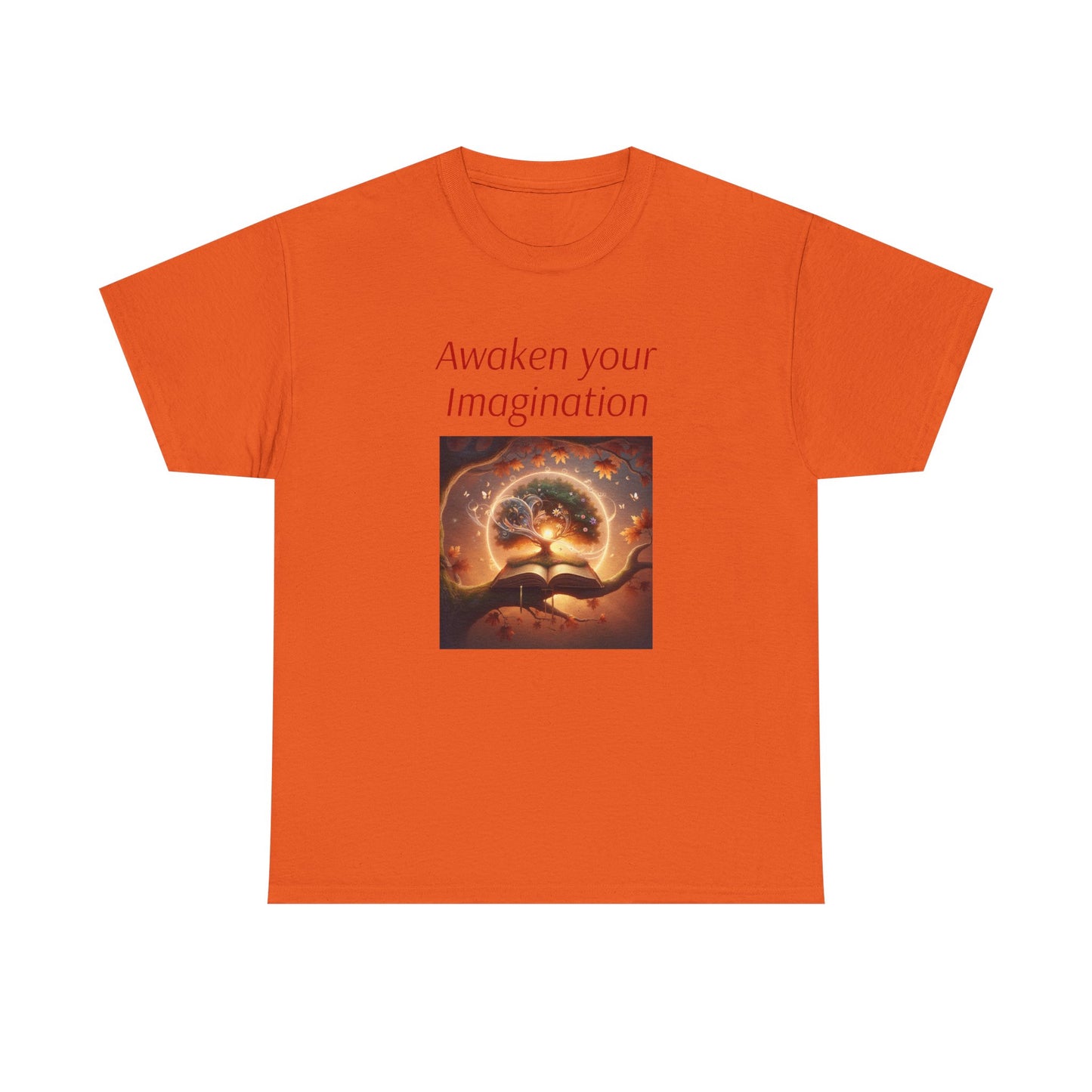 Unisex Heavy Cotton Tee - "Awaken Your Imagination" Inspirational Shirt - The Dreamer's Bookshop.