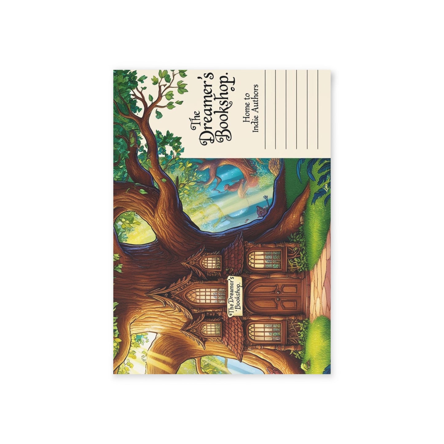 The Dreamer's Bookshop "Tree and Books" Art Print Card - The Dreamer's Bookshop.