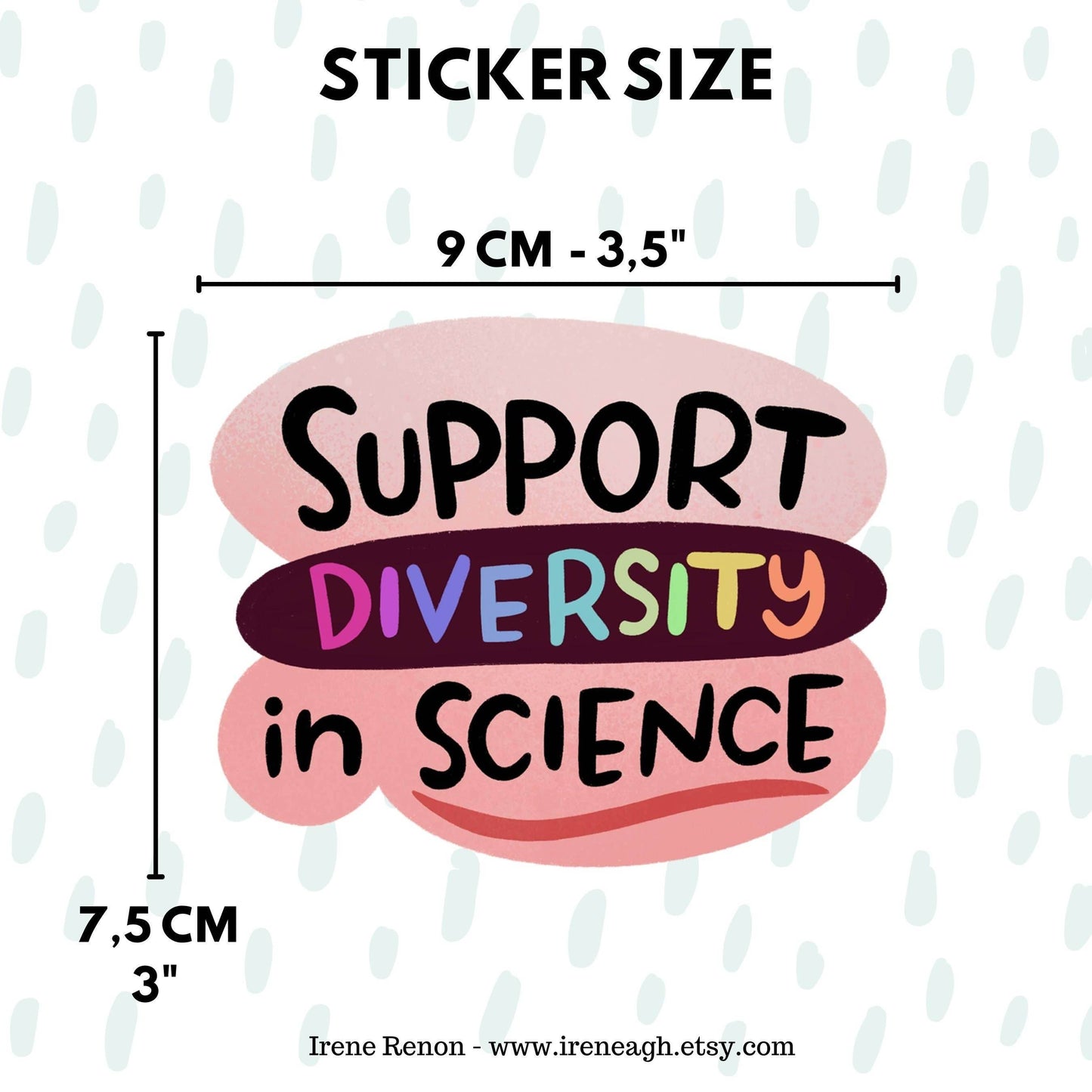 Irene Renon illustrations - Wetenschappelijke stickers, ondersteuning voor diversiteit in de wetenschap, vinyl - The Dreamer's Bookshop.