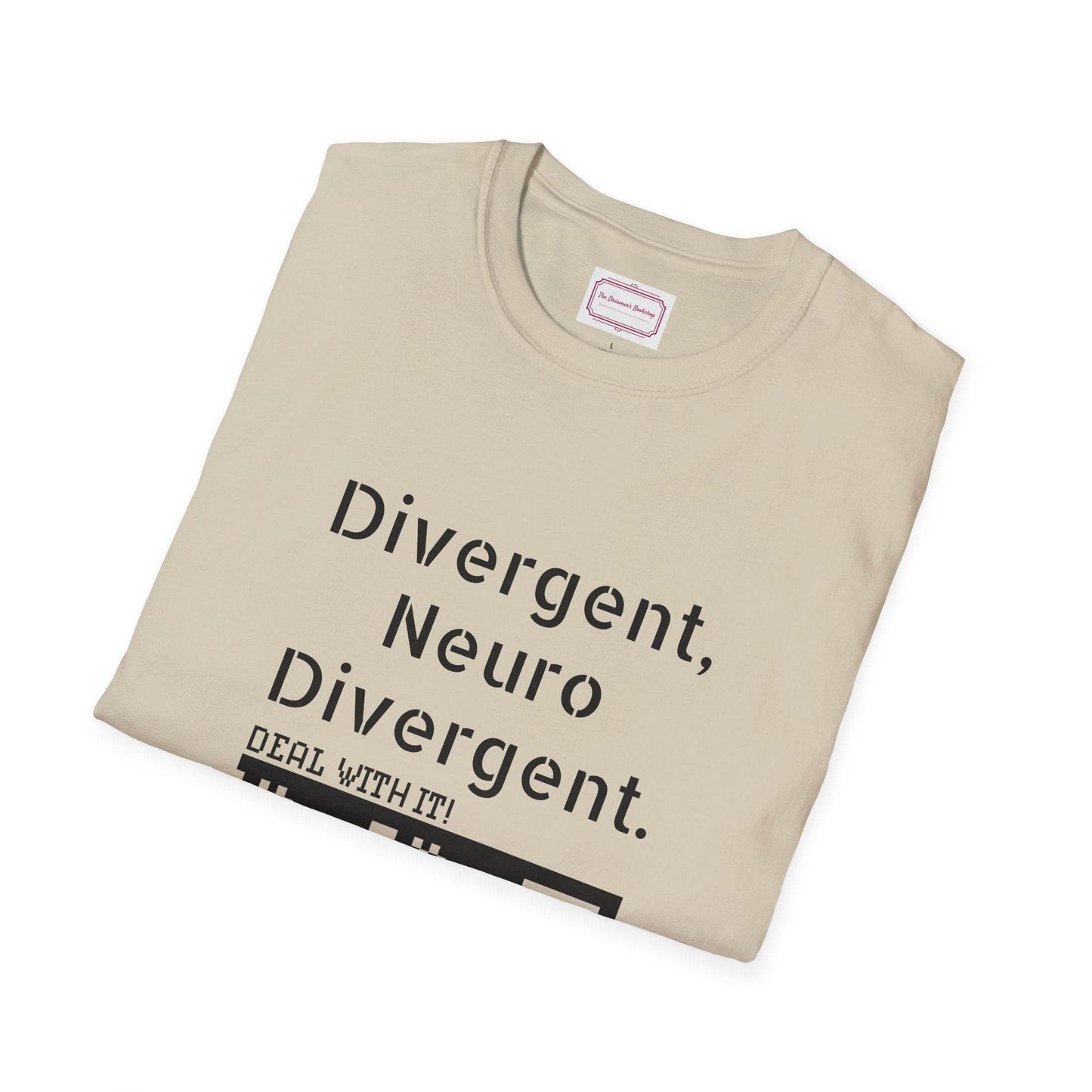 Divergent Neurodivergent T-Shirt - Unisex Softstyle Tee for Acceptance and Awareness - The Dreamer's Bookshop.