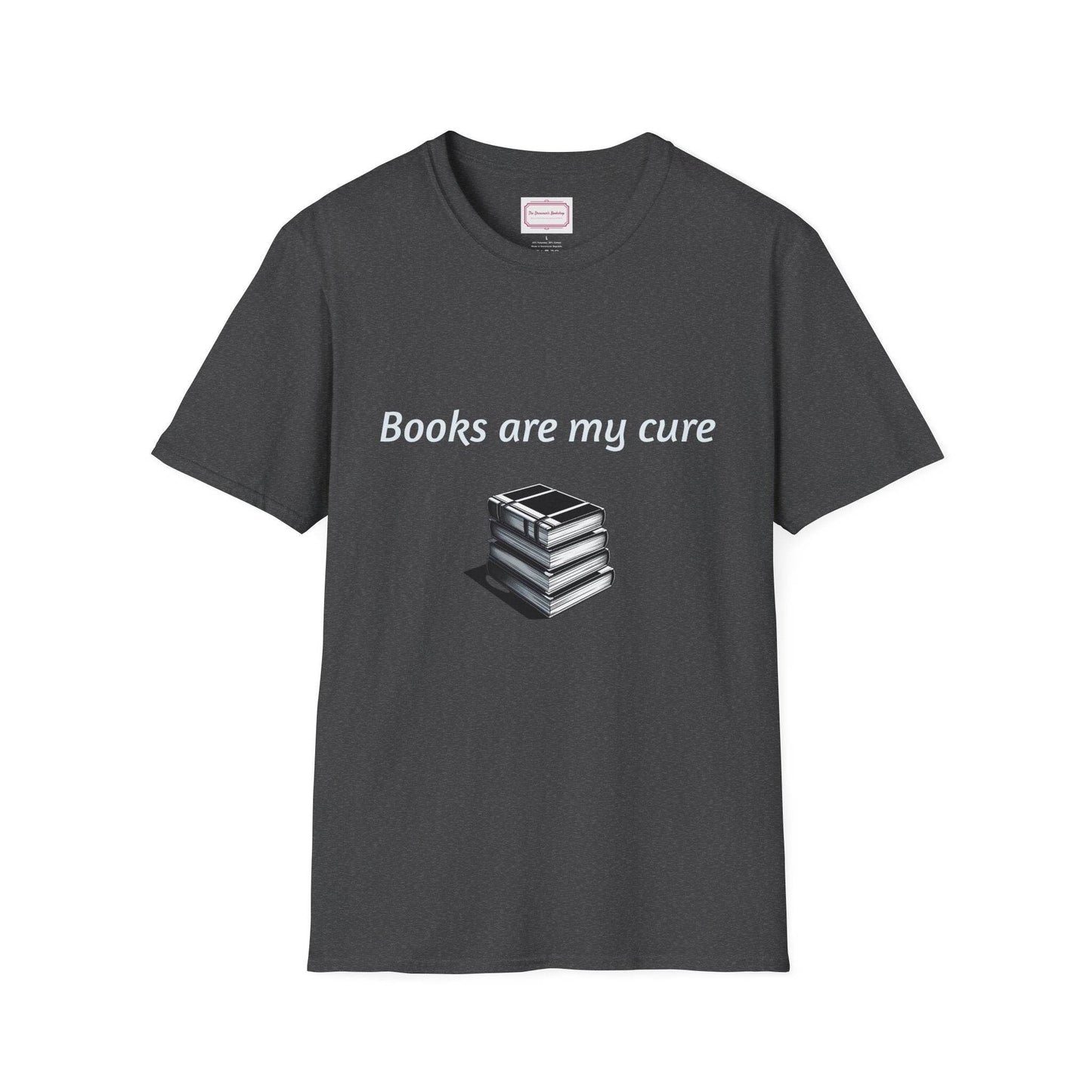 Inspirational Unisex Softstyle T-Shirt - Books are my cure - The Dreamer's Bookshop.