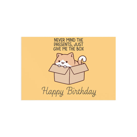 The Dreamer's Bookshop Cute "Leave me the box" Cat Birthday Card - The Dreamer's Bookshop.