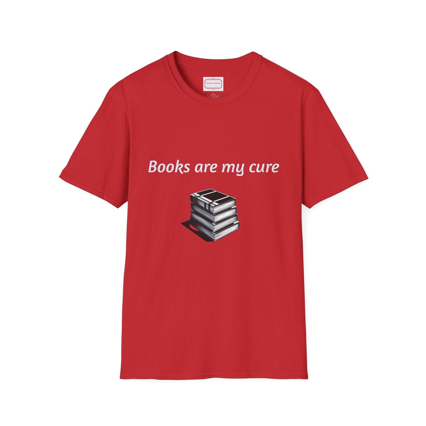 Inspirational Unisex Softstyle T-Shirt - Books are my cure - The Dreamer's Bookshop.