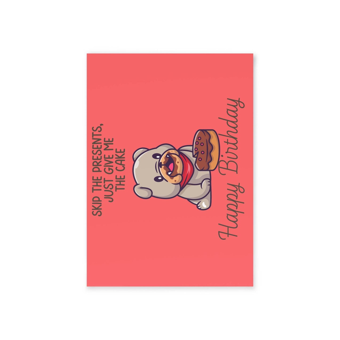 The Dreamer's Bookshop Cute "Give me the cake" Dog Birthday Card - The Dreamer's Bookshop.