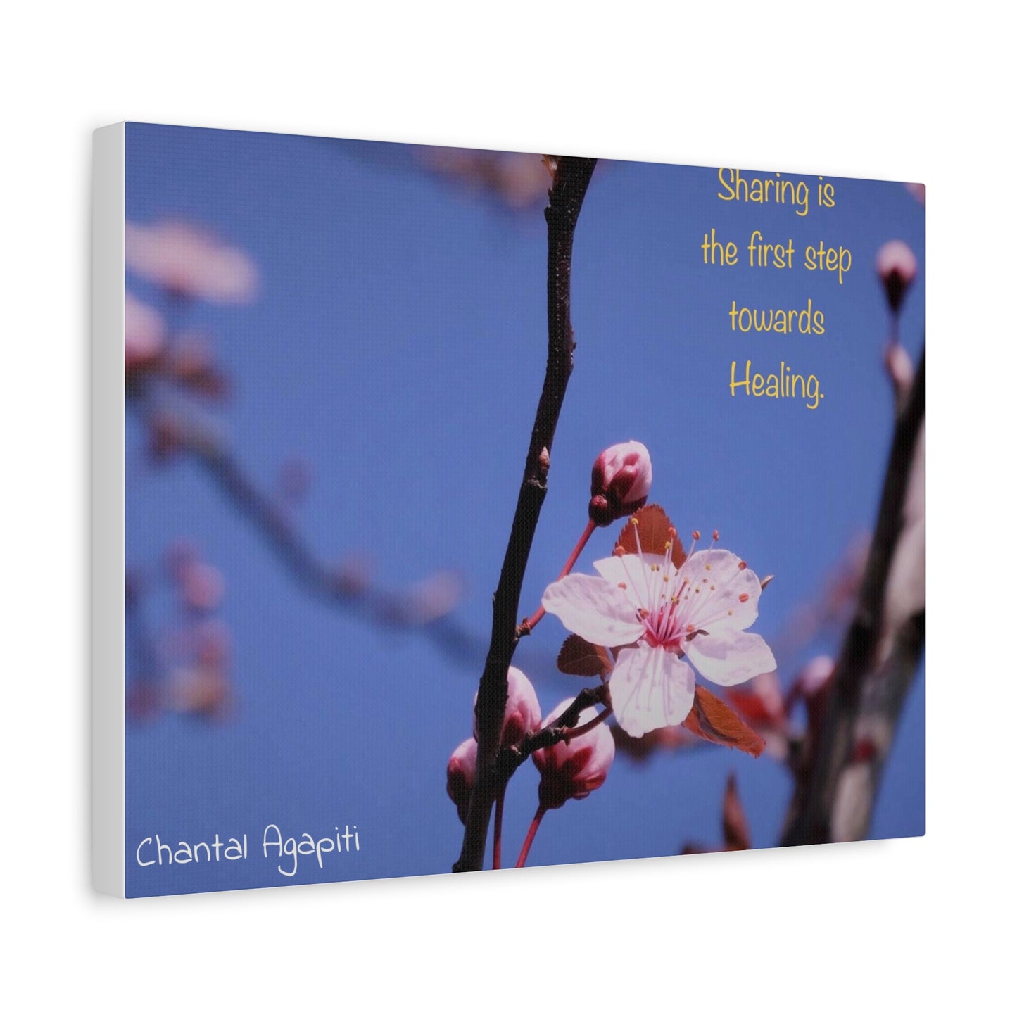 Inspirational Flower Canvas Print - "Sharing is the First Step Towards Healing" - The Dreamer's Bookshop.