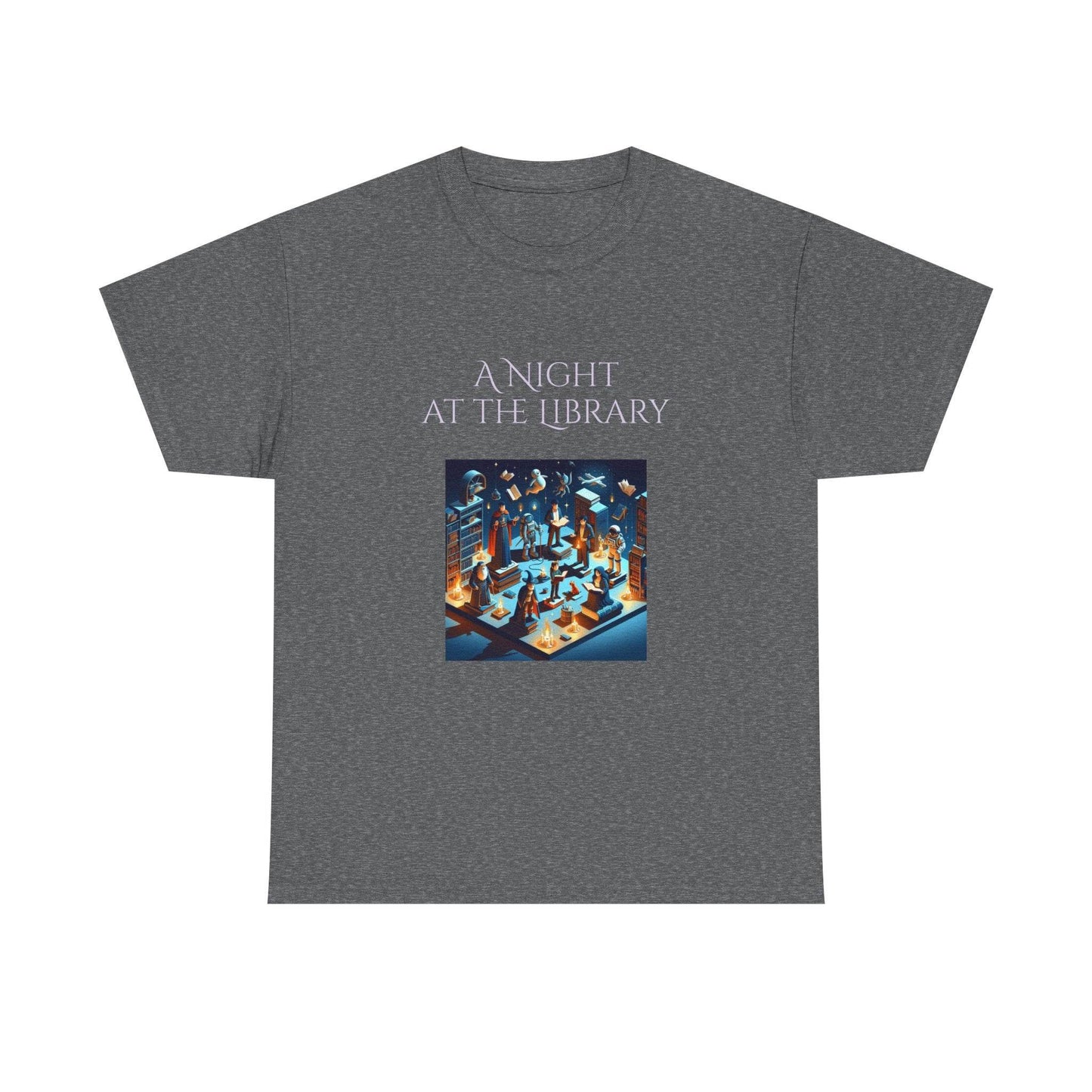 Night at the Library - A Unisex Heavy Cotton Tee - Perfect Gift for Book Lovers - The Dreamer's Bookshop.