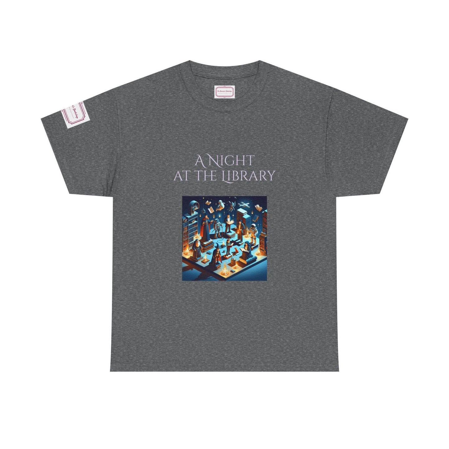 Night at the Library - Unisex Heavy Cotton Tee - Perfect for Book Lovers - The Dreamer's Bookshop.